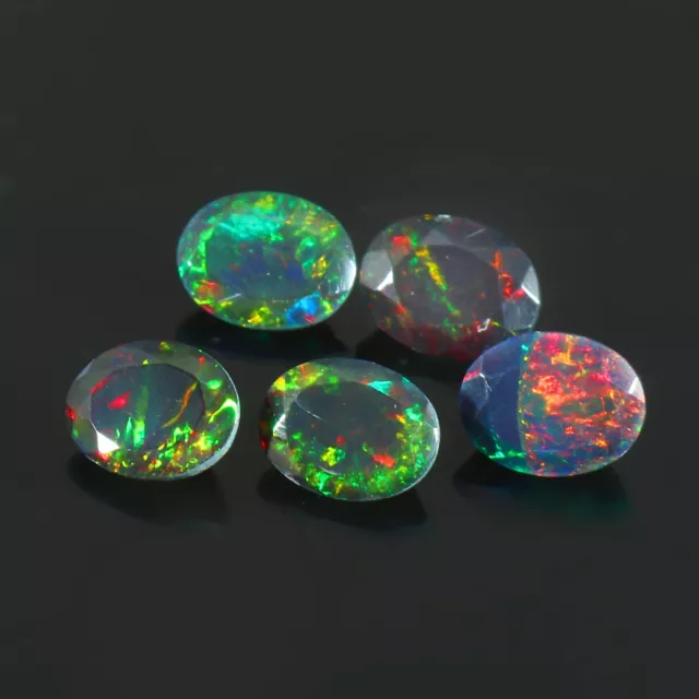 9x7mm Oval Shape Natural Ethiopian Black Opal Faceted Cut Loose Gemstone 10 Pc