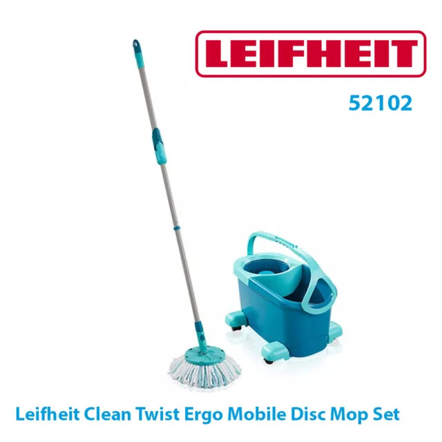 Leifheit Clean Twist Ergo Mobile Disc Moisture Controlled Spin Mop Set 52102