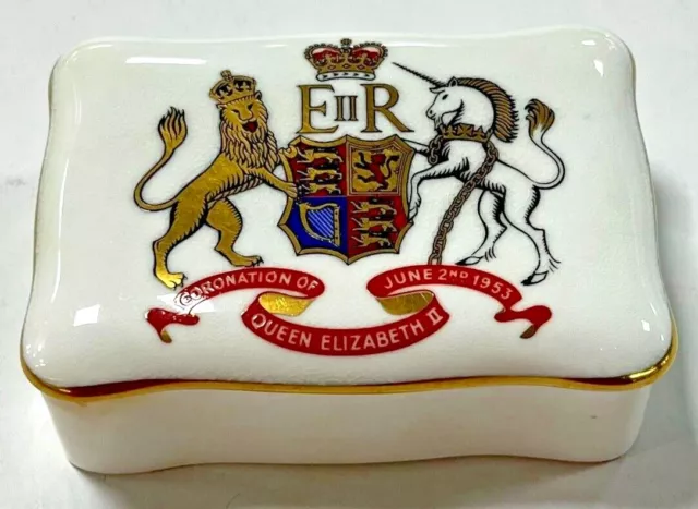 Crown Staffordshire Queen Elizabeth Ii Coronation 1953 Trinket Box