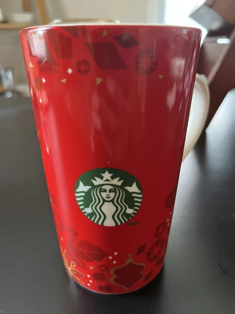 Starbucks Tall Christmas Mug 2013 16 oz Red Coffee Cup - Red Holiday Ornaments