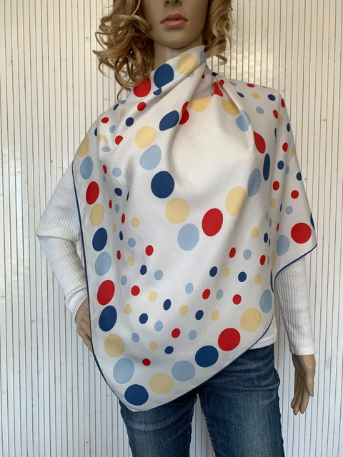 Grand Foulard Carré Enrico Coveri – Soie Vintage – Motif Zèbre – Bleu Et Rose – Femme