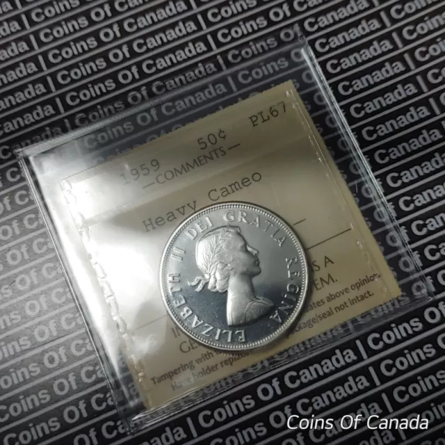 1959 Canada Silver 50 Cents Coin ICCS PL 67 Heavy Cameo - Top Pop #coinsofcanada