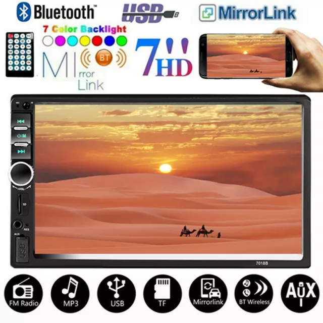 Doppel 2Din 7" Autoradio Stereo Touch Screen BT MP5 Player Video USB FM AUX IN