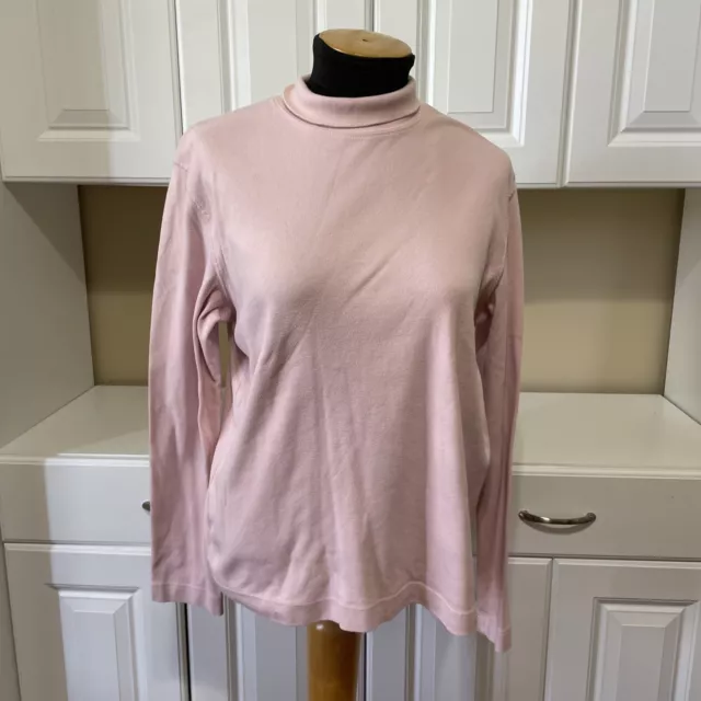 Jones New York Sport Pullover Long Sleeve Mock Neck Cotton Tee Top SIZE: XL Pink