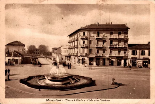 Torino Moncalieri piazza e Viale Stazione, pieghine angolo F. Grande  spedita