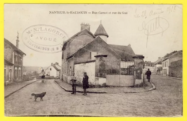 cpa 60 - NANTEUIL le HAUDOUIN (Oise) Rue Carnot et rue du Gué