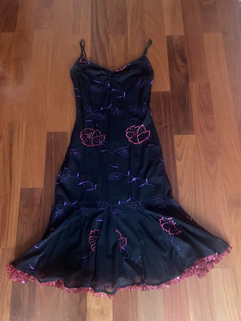 NWT Betsey Johnson Vintage 90s Y2K Embroidered Floral Sequin RARE Dress Size S