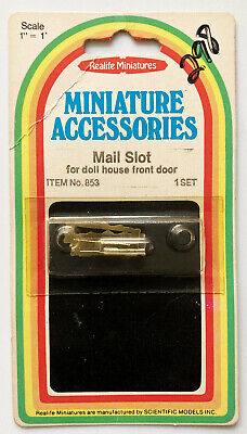 Tiny Goldtone Metal Front Door Mail Slot Set 1:12 Dollhouse Realife Miniatures