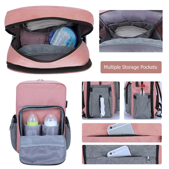 Large Baby Backpack Diaper Bag with Expanding Changing Station, USB Port 3