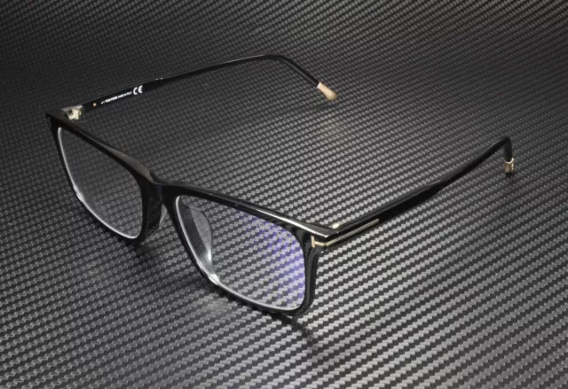 Tom Ford FT5646-D-B 001 Shiny Black Clear Lens Plastic 57 mm Men's Eyeglasses