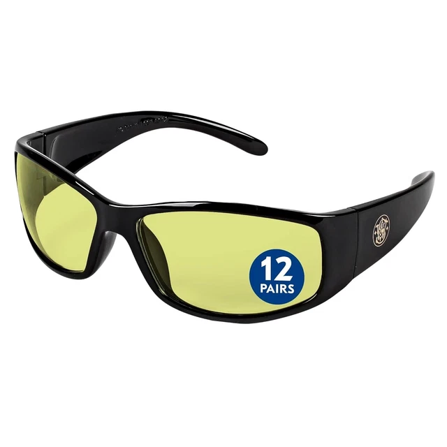 Smith & Wesson Elite Safety Glasses Shooting w/Black Frame & Amber Yellow Lens