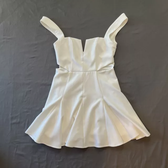 NBD X Revolve Sway Me Fit & Flare White Cut Out Mini Dress Size Small 2