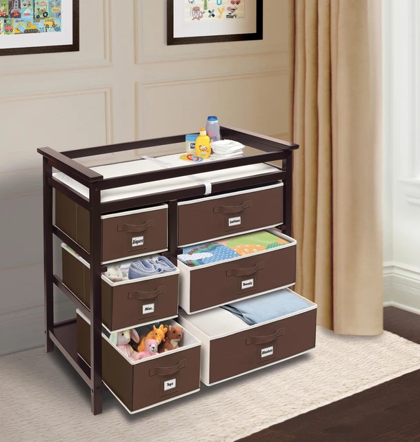 NEW Modern Baby Unisex Changing Table with Six Baskets Includes Pad FROM USA 3