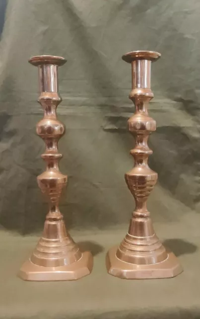 antique solid brass beehive inspired candlesticks 27cm tall. FREE POSTAGE!!! vgc