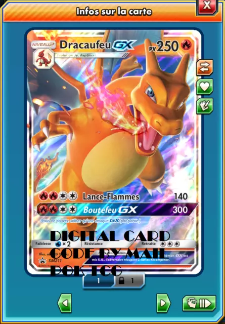 Code Carte Pokémon TCG Online ULTRA Rare - Promo - DRACAUFEU V - GX - By Mail