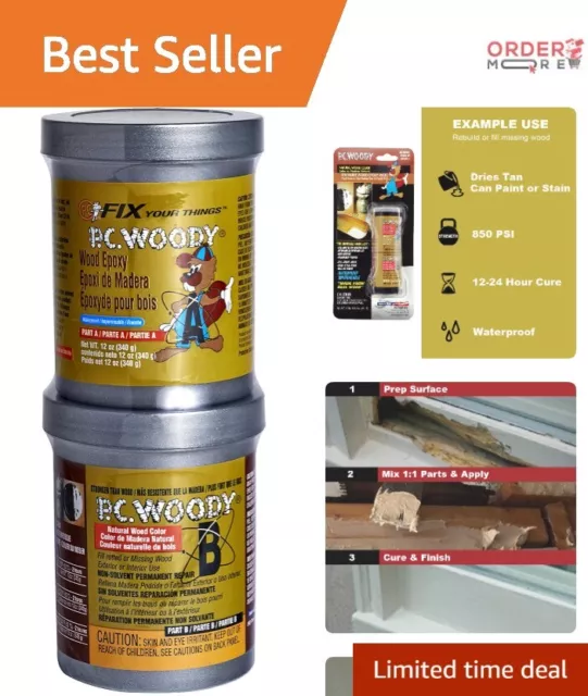 Ultimate Wood Repair Epoxy Paste - PC-Woody 12 oz Twin Pack for DIY Projects