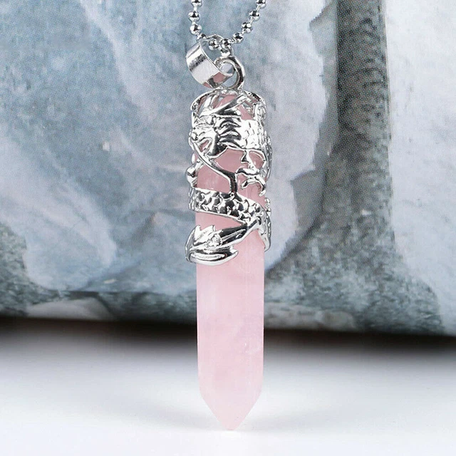 Natural Quartz Crystal Chakra Hexagonal Pendant Healing Point Reiki Necklaces