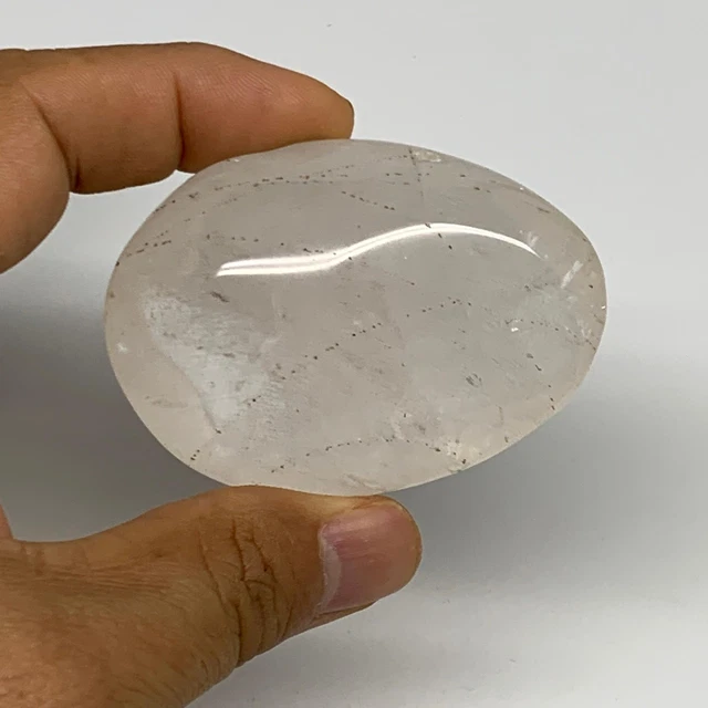 87g, 2.4"x1.8"x1", Natural Quartz Crystal Palm-Stone Polished Reiki, B29003