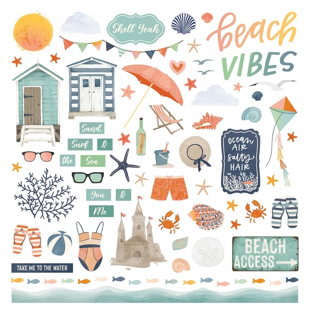 Paquete de 4 pegatinas Beach Vibes 12""-Elements PBEA3512