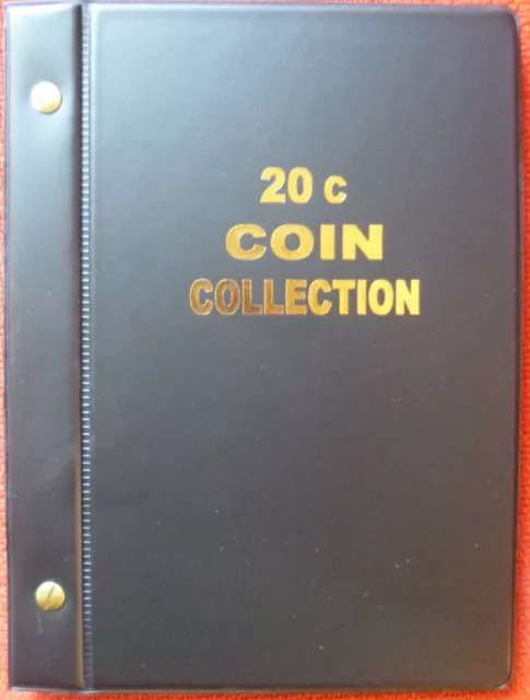 VST AUSTRALIAN 20c COIN ALBUM 1966 to 2023 MINTAGES PRINTED -  BLACK COLOUR