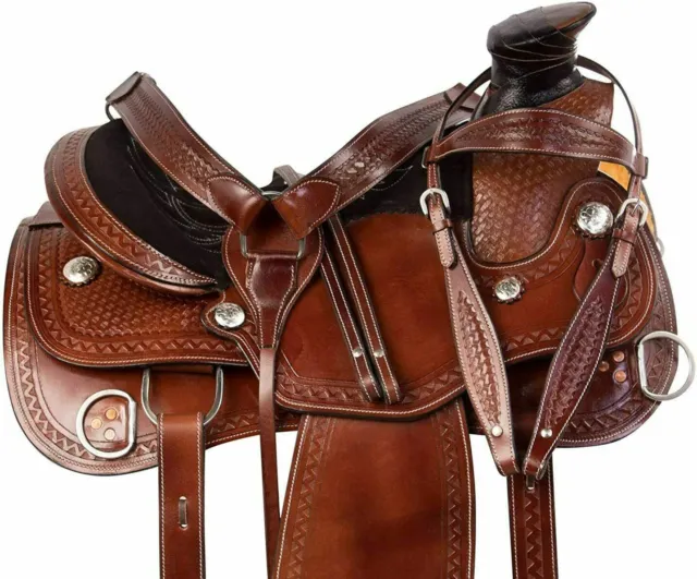 Premium Western Leather Roping Ranch Work Horse Saddle 16" Tack set/ All sizes