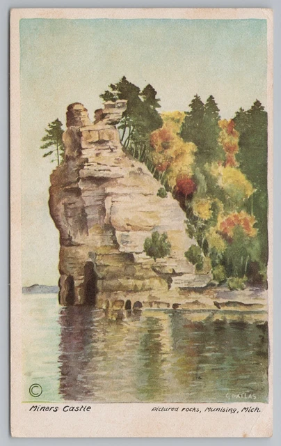 Munising Michigan~Miners Castle Rock Formation~Vintage Postcard