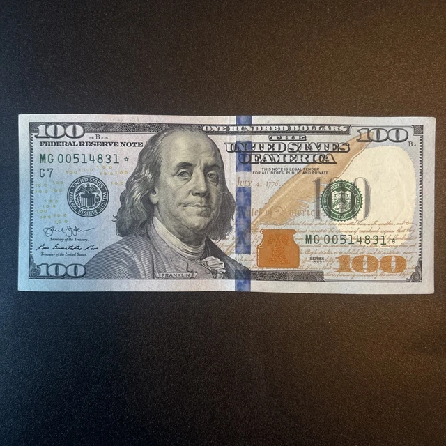 $100 BILL (ONE Hundred Dollar Bill) - Star Note -2013 Series £120.17 ...
