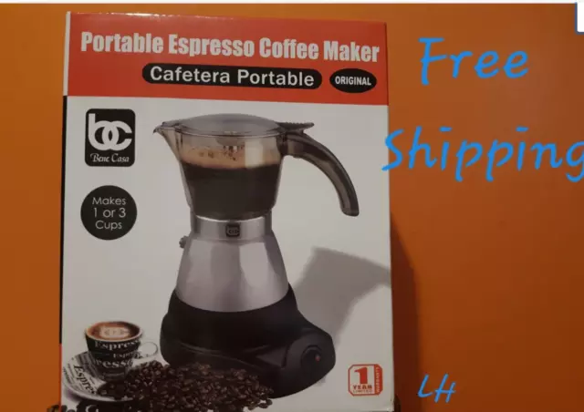 ELECTRIC CUBAN ESPRESSO COFFEE MAKER. Portable Coffee Maker NIB