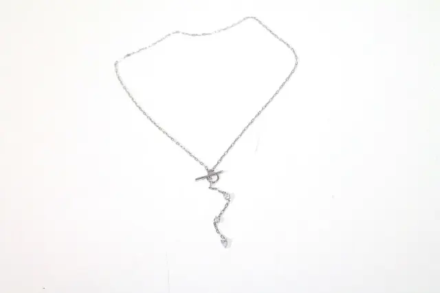 NADRI Necklaces silver tone fine chain cubic zirconia Lariat choker women's