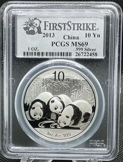 2013 China Panda 1 oz Silver 10Y Coin PCGS MS69 First Strike Beauty!