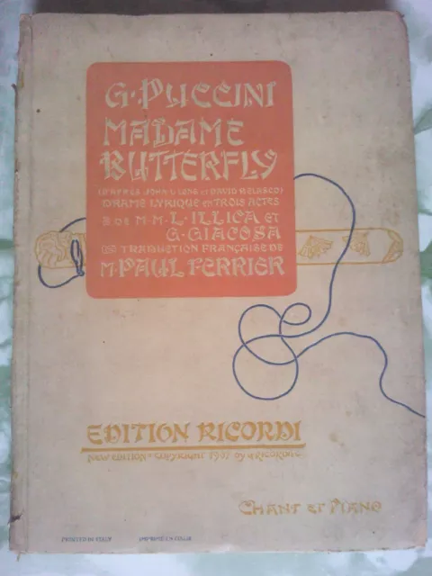 Puccini Madame Butterfly partition pour piano seul version  Edition Ricordi 1907