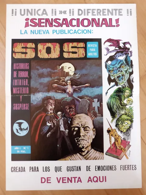 Poster,Cartel Publicitario Tebeos,SOS (mod.2),Valenciana 1980