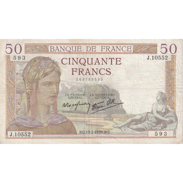 [#195751] France, 50 Francs, Cérès, 1939, J.10552, TTB, Fayette:18.28, KM:85b