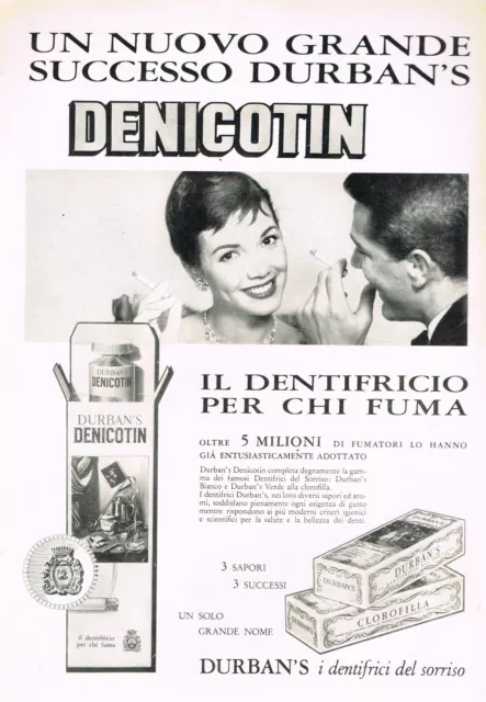 Pubblicità-1962 - GRANDE CONCORSO dentifricio DENICOTIN DURBAN'S  - cm. 30 x 21