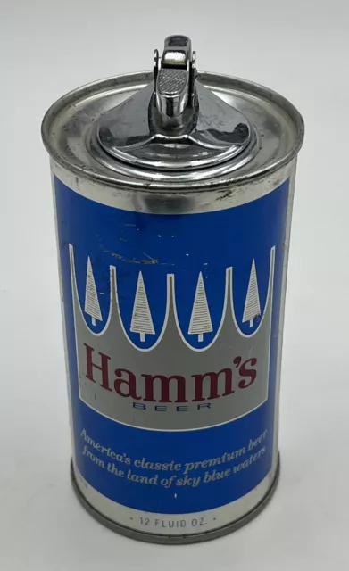 Vintage Hamm's Beer Flat Top Steel Seam Beer Can 12 oz. Table Top Lighter 5.5"