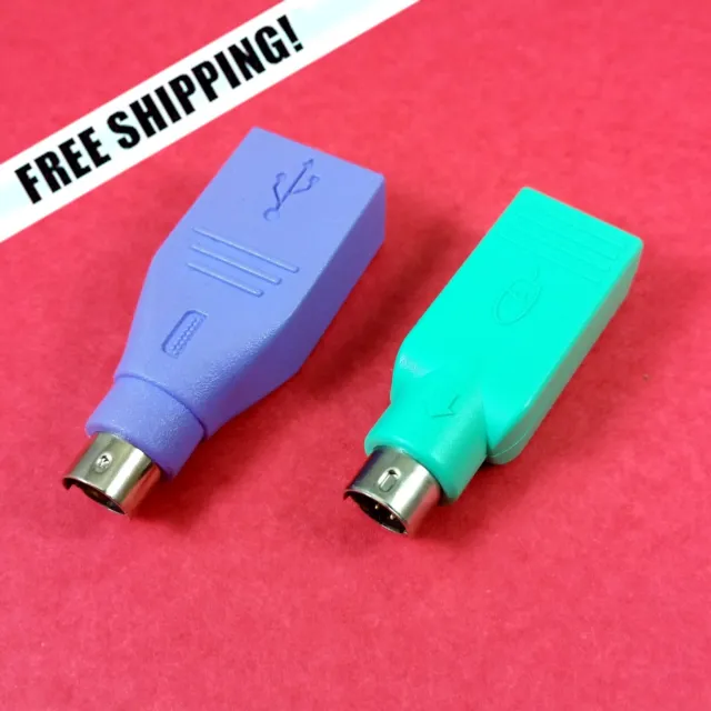 2 pc Set USB Type A to PS/2 Mouse & Keyboard Adapter Converter Ships from USA