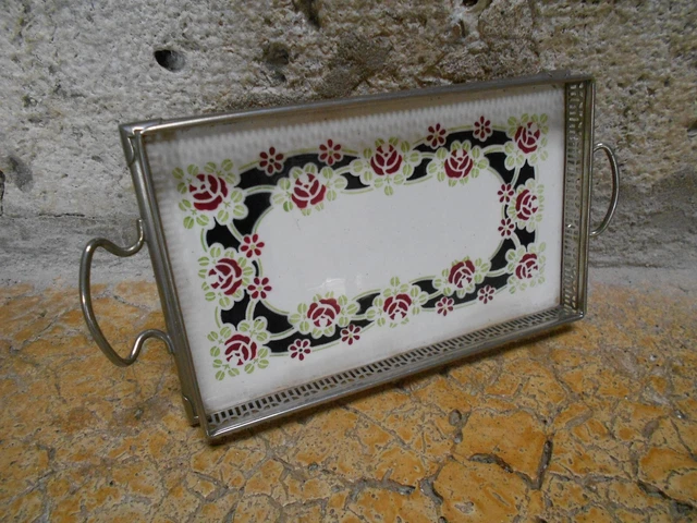 Plateau ovale en fer 20,5x36,5cm - doré