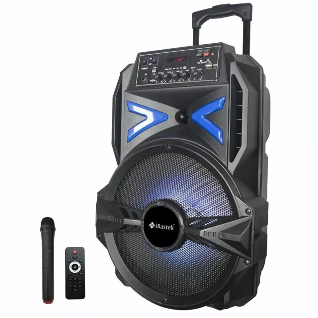 CASSA PORTATILE Ricaricabile TROLLEY AMPLIFICATA BLUETOOTH RADIO USB MICROFONO