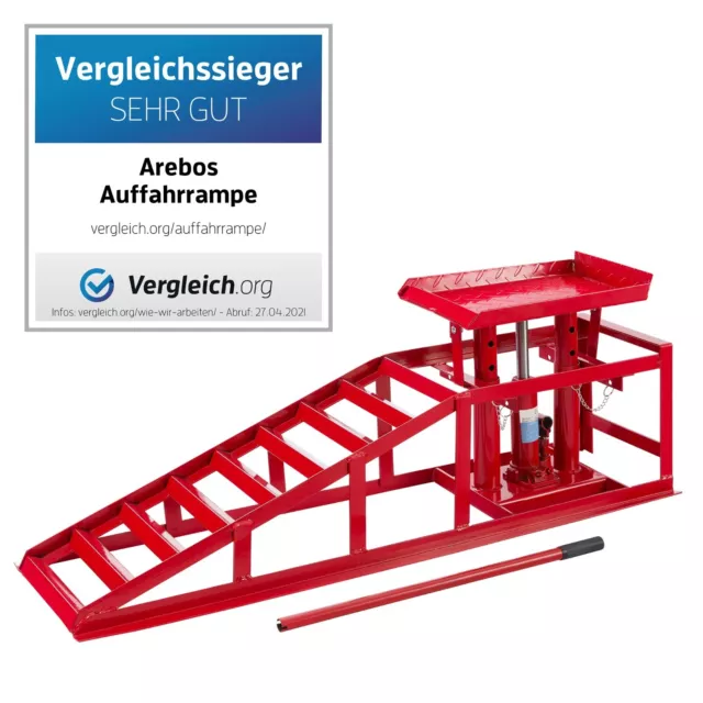 AREBOS 2x PKW Auffahrrampe höhenverstellbar Hebebühne  Auffahrbock Hebeplattform