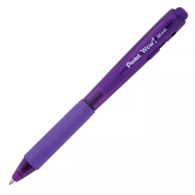 BK440V Pentel WOW! RT Ballpoint Pen, Violet, Medium 1.0mm Tip, Pack of 12