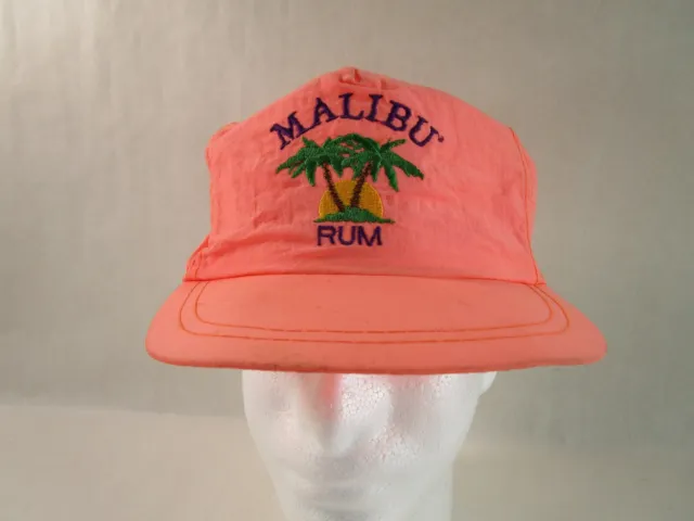 Vintage 1990s Promo Malibu Rum Ad Baseball Cap Hat  Snapback Needs cleaned