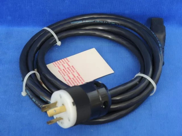 9.5’ Power Cable 20 Amp, 250 VAC Marinco L6-20 (New)