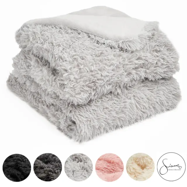 Sienna Fluffy Shaggy Blanket Large Throw Over Sofa Bed Cosy Fleece - 150 x 200cm