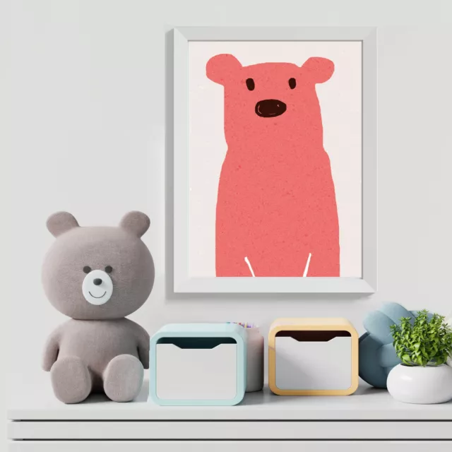 Cute Bear poster Bear print Nursery poster Kids room print kids Wall Art A3