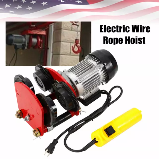 1T Electric Wire Cable Hoist Winch Engine Crane Lift Overhead Remote Control