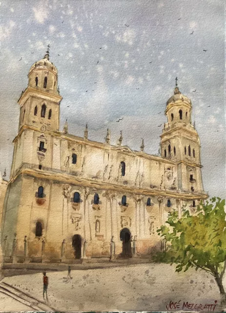 Watercolor Original Painting Catedral De Jaén España  11" x 15" NOT A PRINT