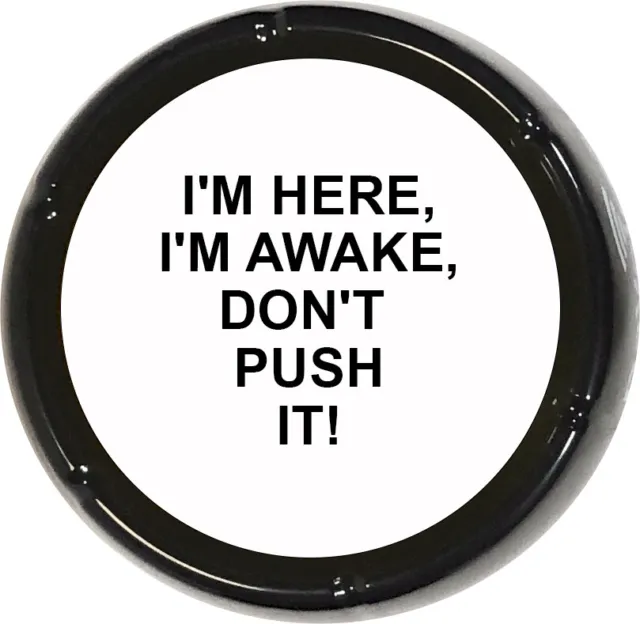 I'm Here Awake Don't Push It Sound Button Joke Humor Desk Gag Gift Funny Talking
