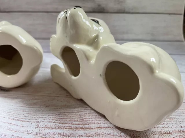 Vintage Large Ceramic Puppy Statue Figurines Set Of 3 Cream/white 8