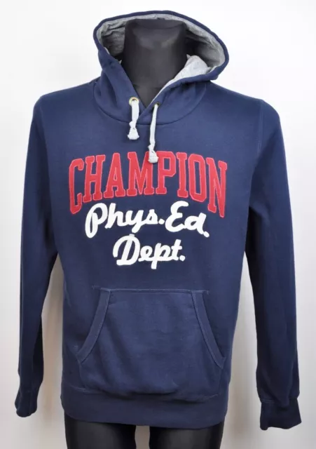 Champion Maglione con Cappuccio M Uomo Enorme Spellout Cucito Logo Pullover