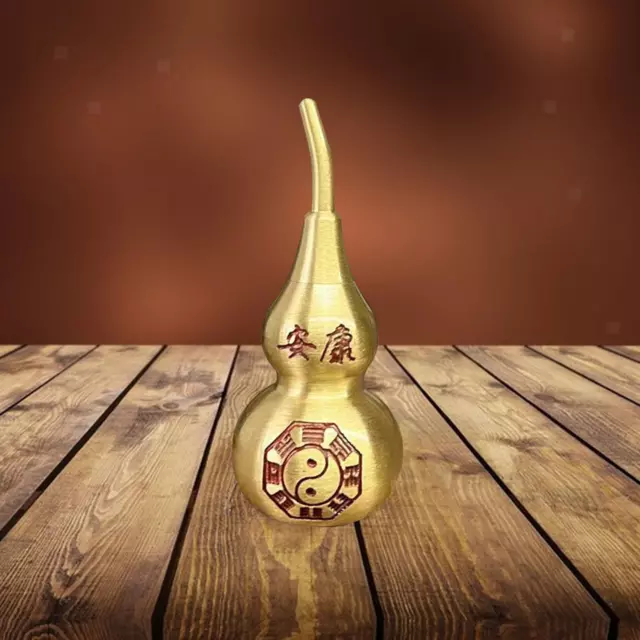 Brass 7cm Gourd Statue Feng Shui Ornament Souvenir Home Office Decor